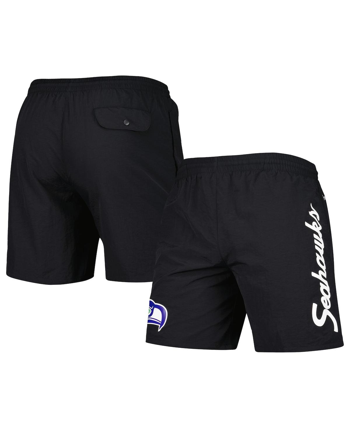 Shop Mitchell & Ness Men's  Black Seattle Seahawks Team Essentials Nylon Shorts