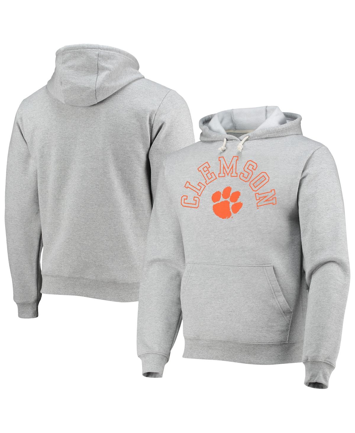 Shop League Collegiate Wear Men's  Heathered Gray Clemson Tigers Seal Neuvo Essential Fleece Pullover Hood
