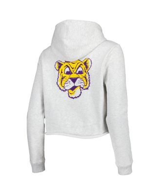 Women's Ash Lsu Tigers 2-Hit 1636 Cropped Pullover Hoodie