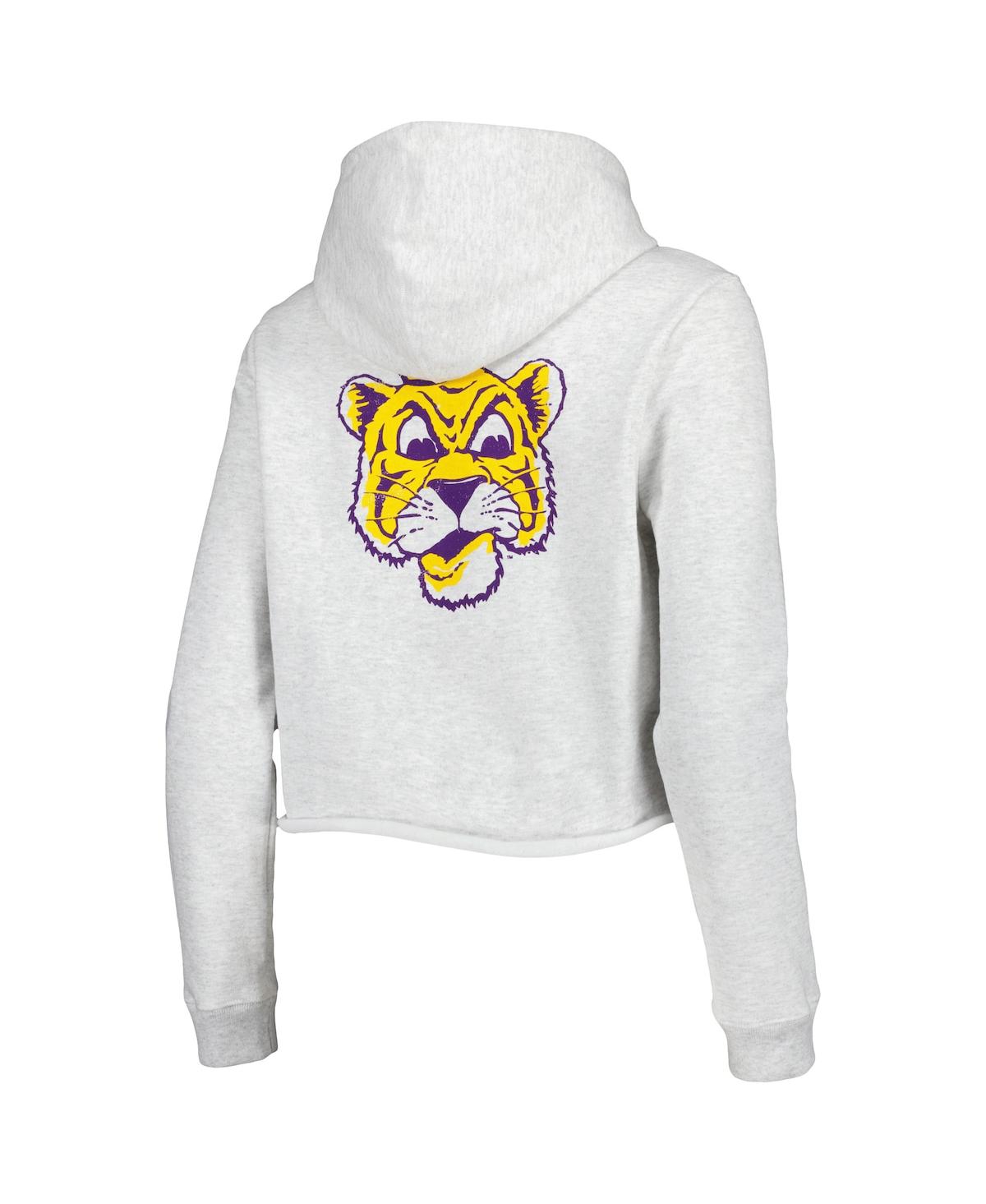 League Collegiate Wear Ash Lsu Tigers 2-hit 1636 Cropped Pullover Hoodie In Ash