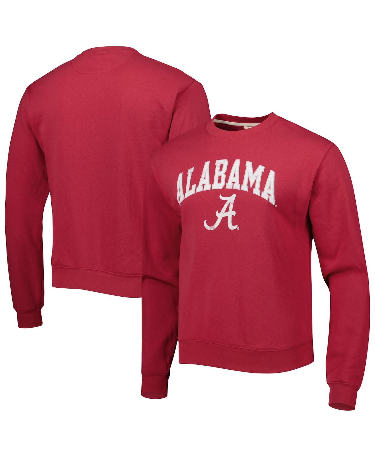 Shop League Collegiate Wear Men's  Crimson Alabama Crimson Tide 1965 Arch Essential Fleece Pullover Sweats