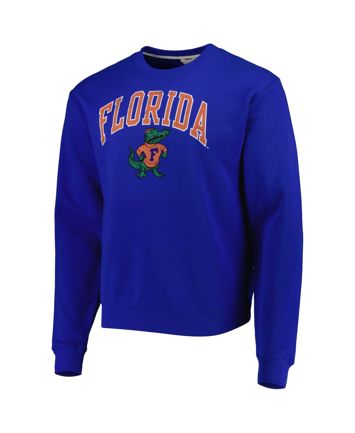 Shop League Collegiate Wear Men's  Royal Florida Gators 1965 Arch Essential Fleece Pullover Sweatshirt