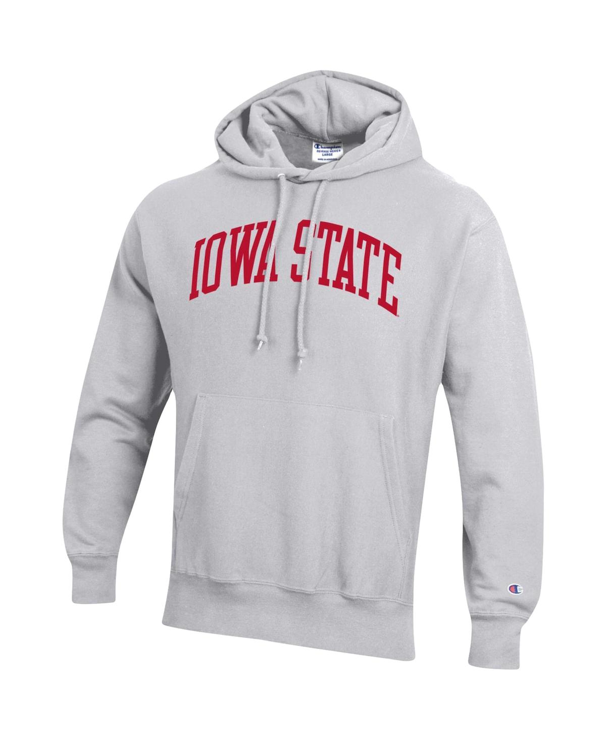 Shop Champion Men's  Heathered Gray Iowa State Cyclones Team Arch Reverse Weave Pullover Hoodie