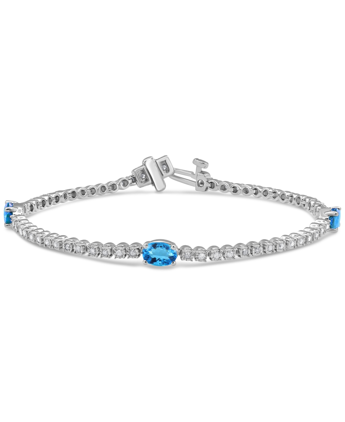Macy's Amethyst (1-1/4 Ct. T.w.) & Diamond (1/2 Ct. T.w.) Tennis Bracelet In Sterling Silver (also In Blue In Blue Topaz