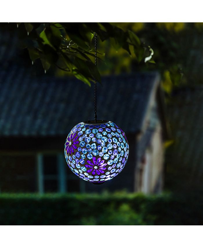 Evergreen 8" Solar Hanging Mosaic Gazing Ball, Pink Daisies Macy's