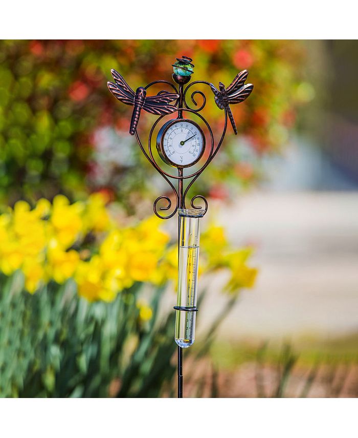 Evergreen Dragonfly Thermometer & Rain Gauge Garden Stake Macy's