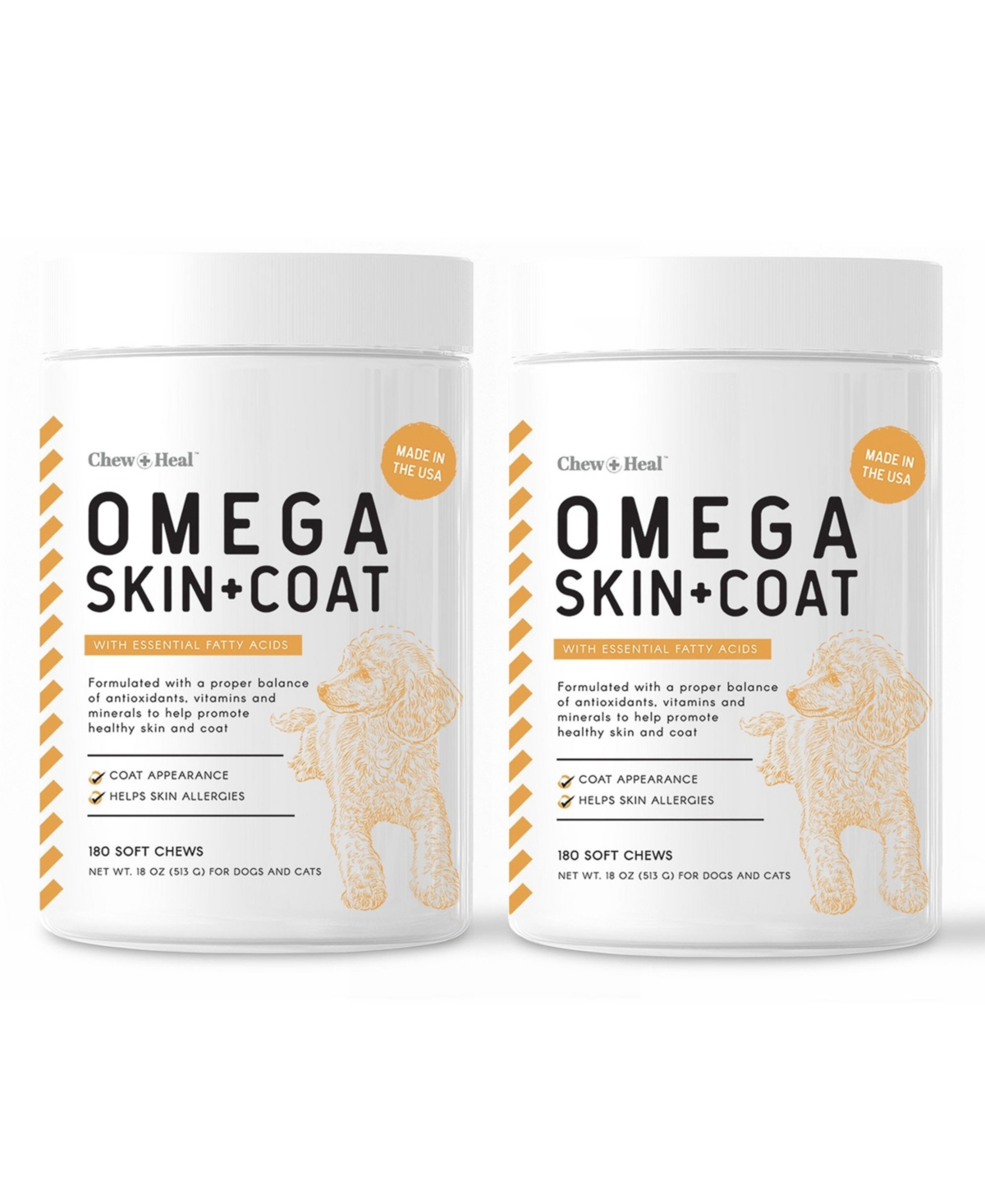 Omega Skin + Coat Fish Oil Supplement for Dogs - 360 Delicious Chews