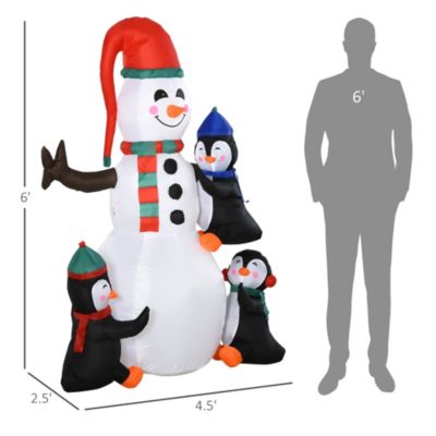 6' Lighted Snowman 3 Penguin Inflatable Yard Decor Holiday