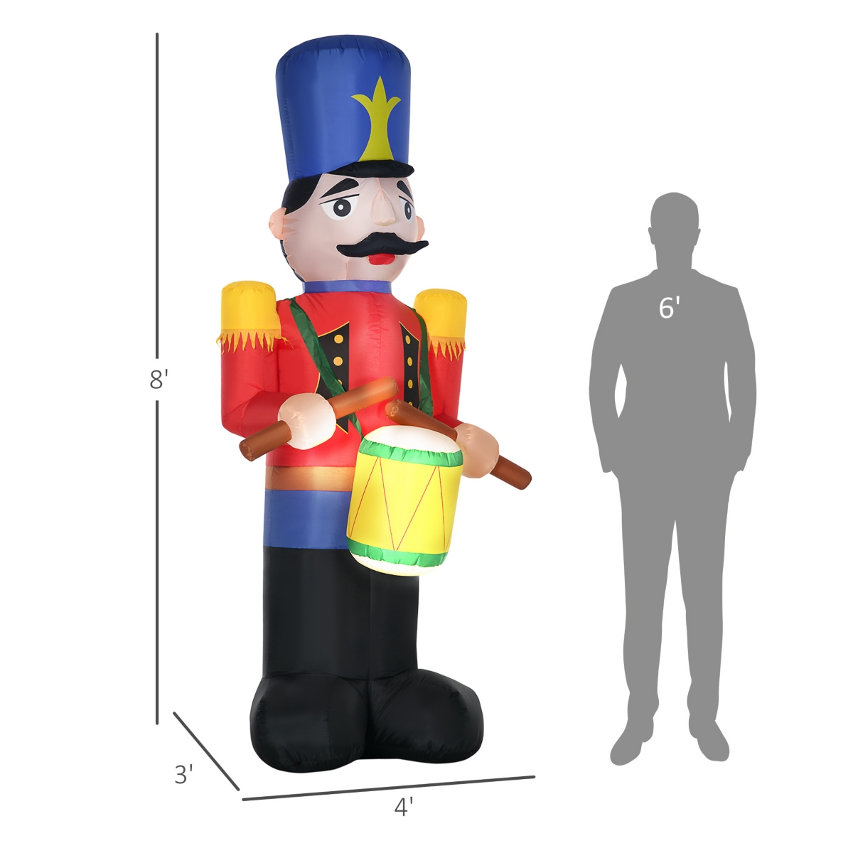 Homcom 8' Christmas Inflatable Nutcracker soldier Outdoor Blow-Up Decoration