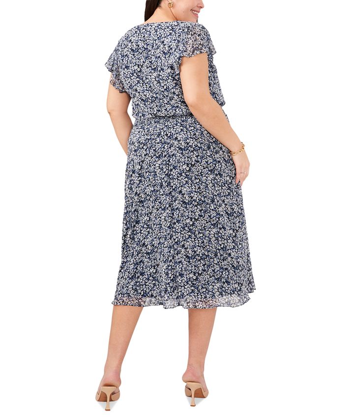 Plus Size Floral Print Smocked Waist Maxi Dress