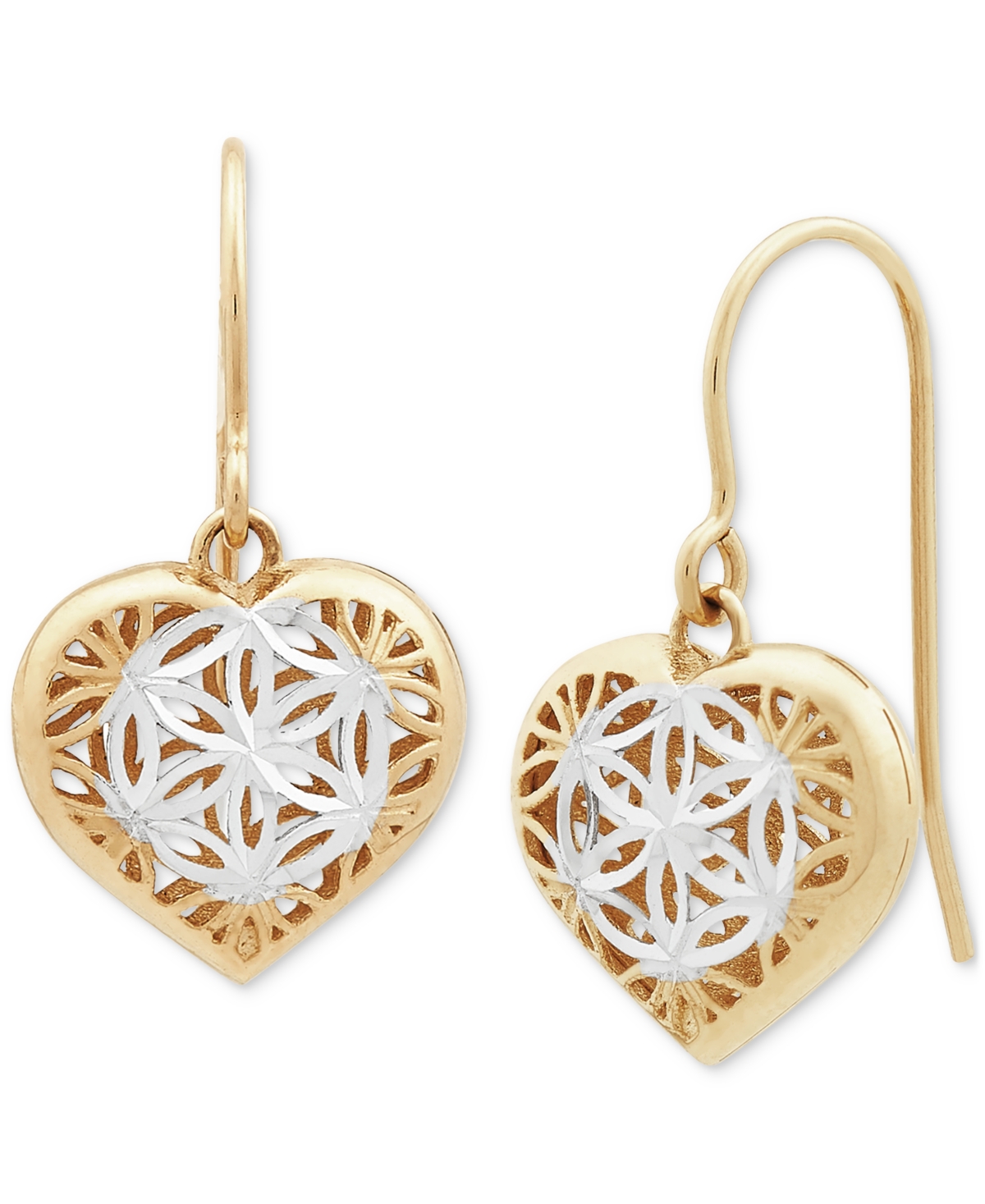 Macy's Openwork Heart Drop Earrings In 10k Gold, Created For  In K Yellow Gold