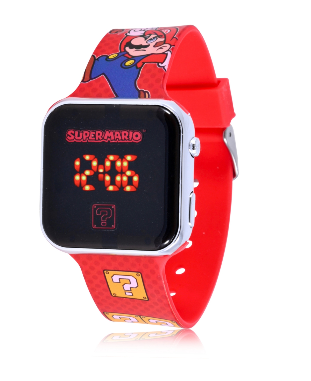 Nintendo Children's Super Mario Light Emitting Diode Red Silicone Strap Watch 32mm