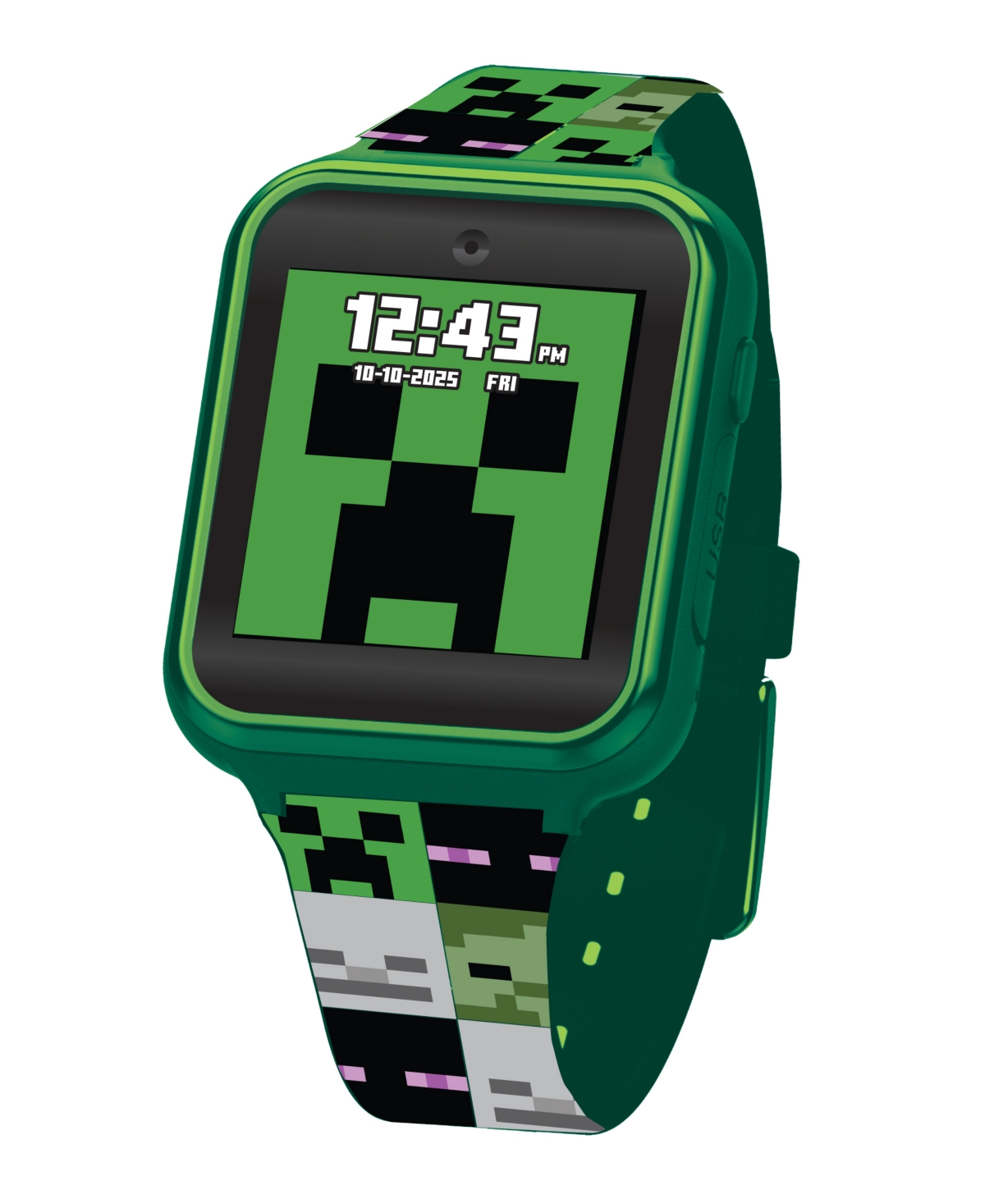 Minecraft Children's Green Silicone Smart Watch 38mm