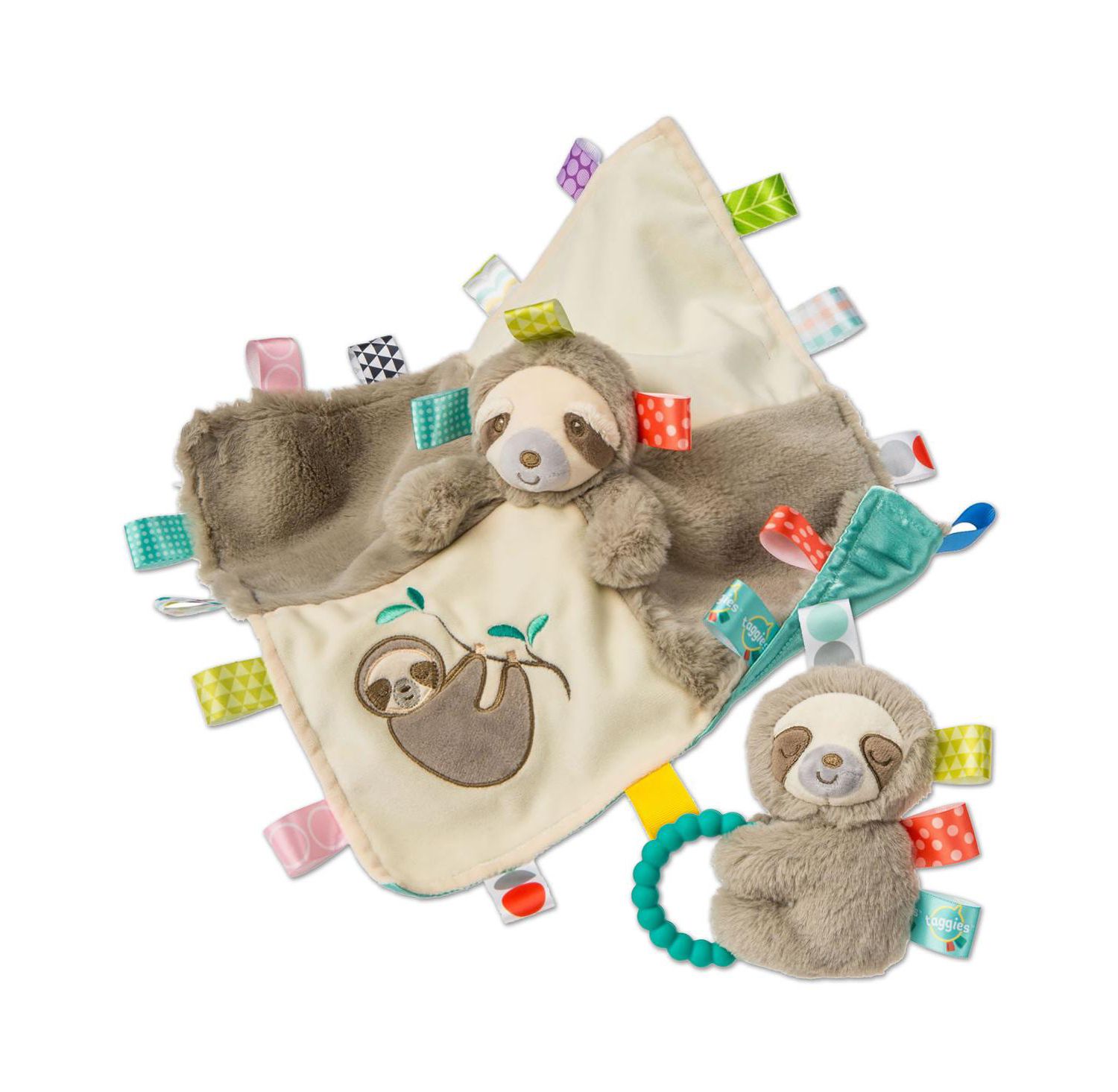 Mary Meyer Baby Molasses Sloth Taggies Blanket and Rattle, 2-Piece Set