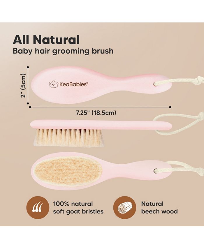 KeaBabies Baby Hair Brush, Oval Cradle Cap Brush, Soft Baby Brush for Infant, Newborn Hairbrush