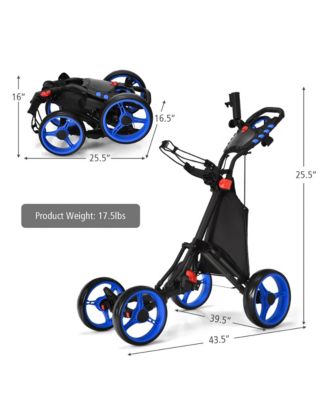 Folding 4 Wheels Golf Push Cart W/Bag Scoreboard Adjustable Handle