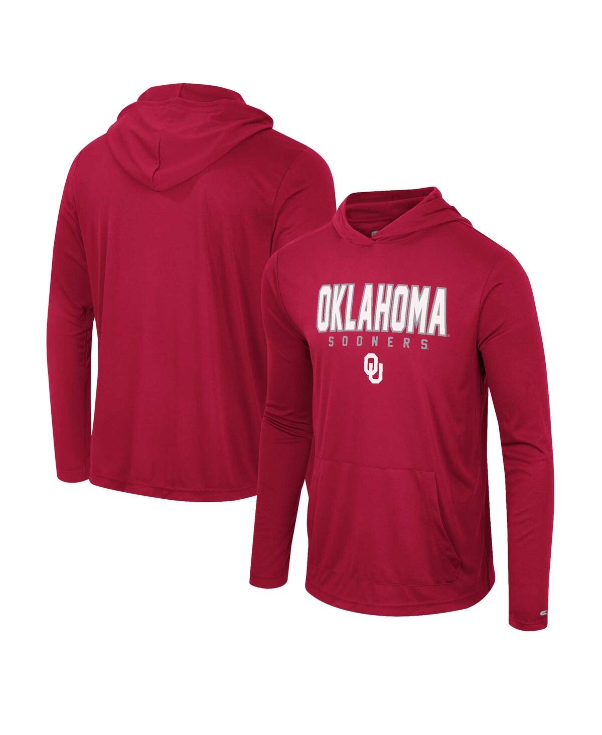 Colosseum Men's  Crimson Oklahoma Sooners Team Color Rival Hoodie Long Sleeve T-shirt In Crimson