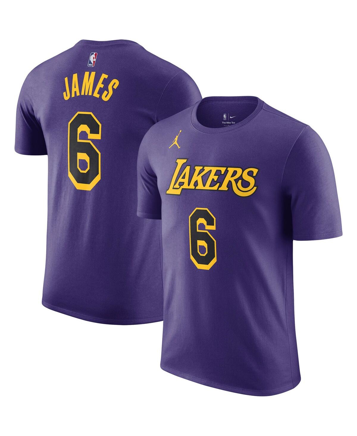 Men's Jordan LeBron James Purple Los Angeles Lakers 2022/23 Statement Edition Name and Number T-shirt - Purple