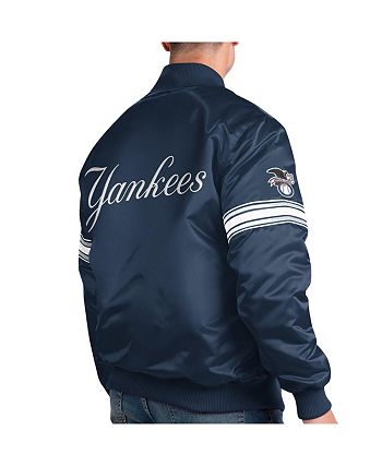 Men's Starter Navy New York Yankees Pick & Roll Satin Varsity Full-Snap Jacket