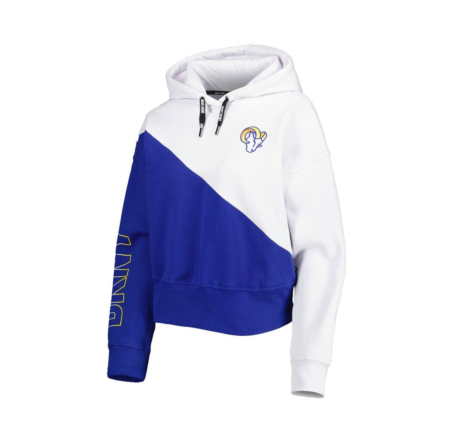 Women's White and Royal Los Angeles Rams Bobbi Color Blocked Pullover Hoodie