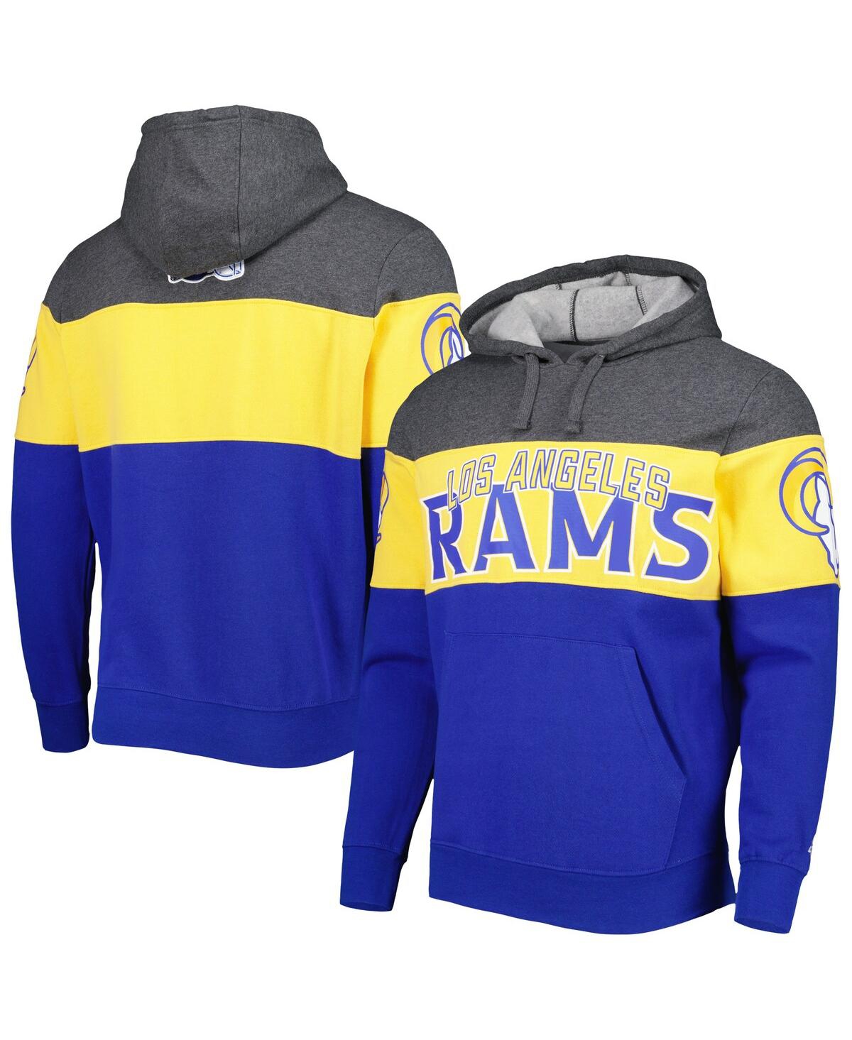 Shop Starter Men's  Heather Charcoal, Royal Los Angeles Rams Extreme Pullover Hoodie In Heather Charcoal,royal