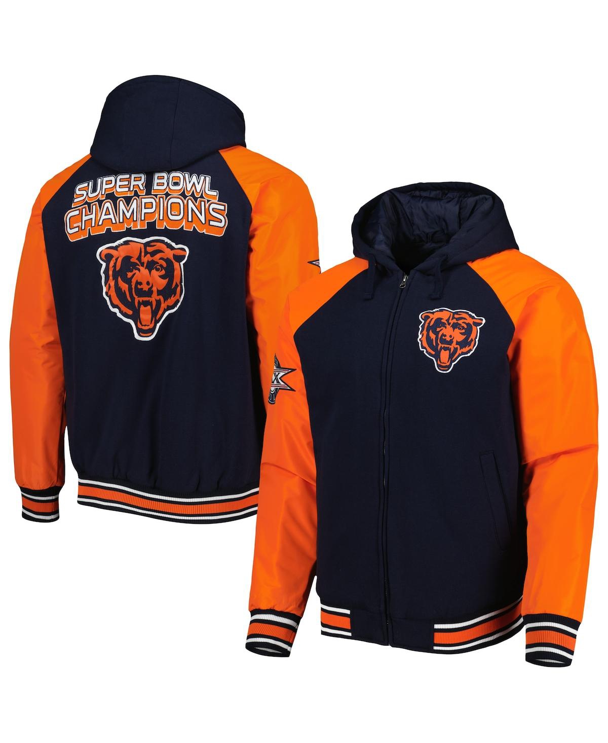 Men's G-iii Sports by Carl Banks Navy Chicago Bears Defender Raglan Full-Zip Hoodie Varsity Jacket - Navy