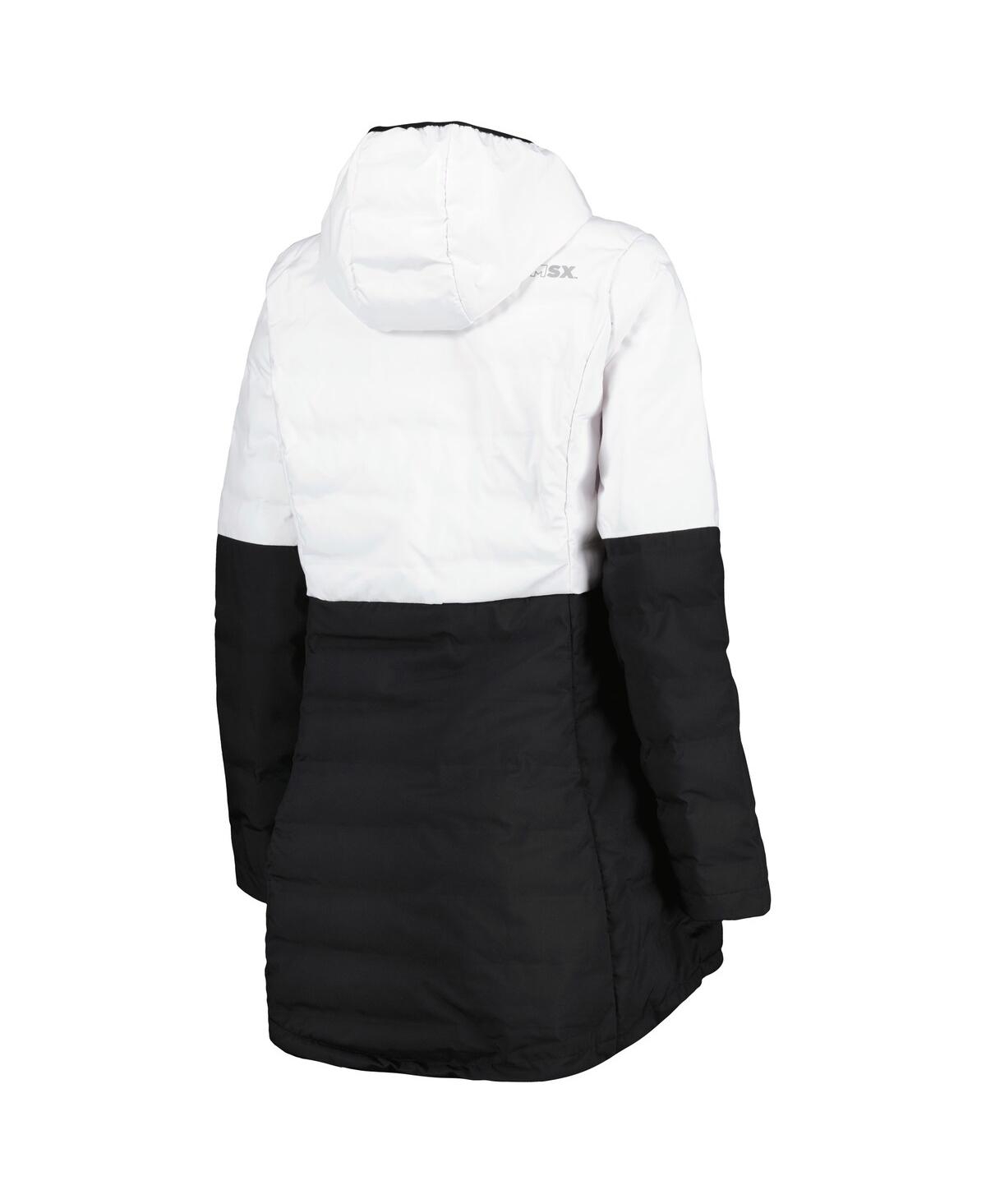 Shop Msx By Michael Strahan Women's  White, Black Las Vegas Raiders Willow Quilted Hoodie Full-zip Jacket In White,black