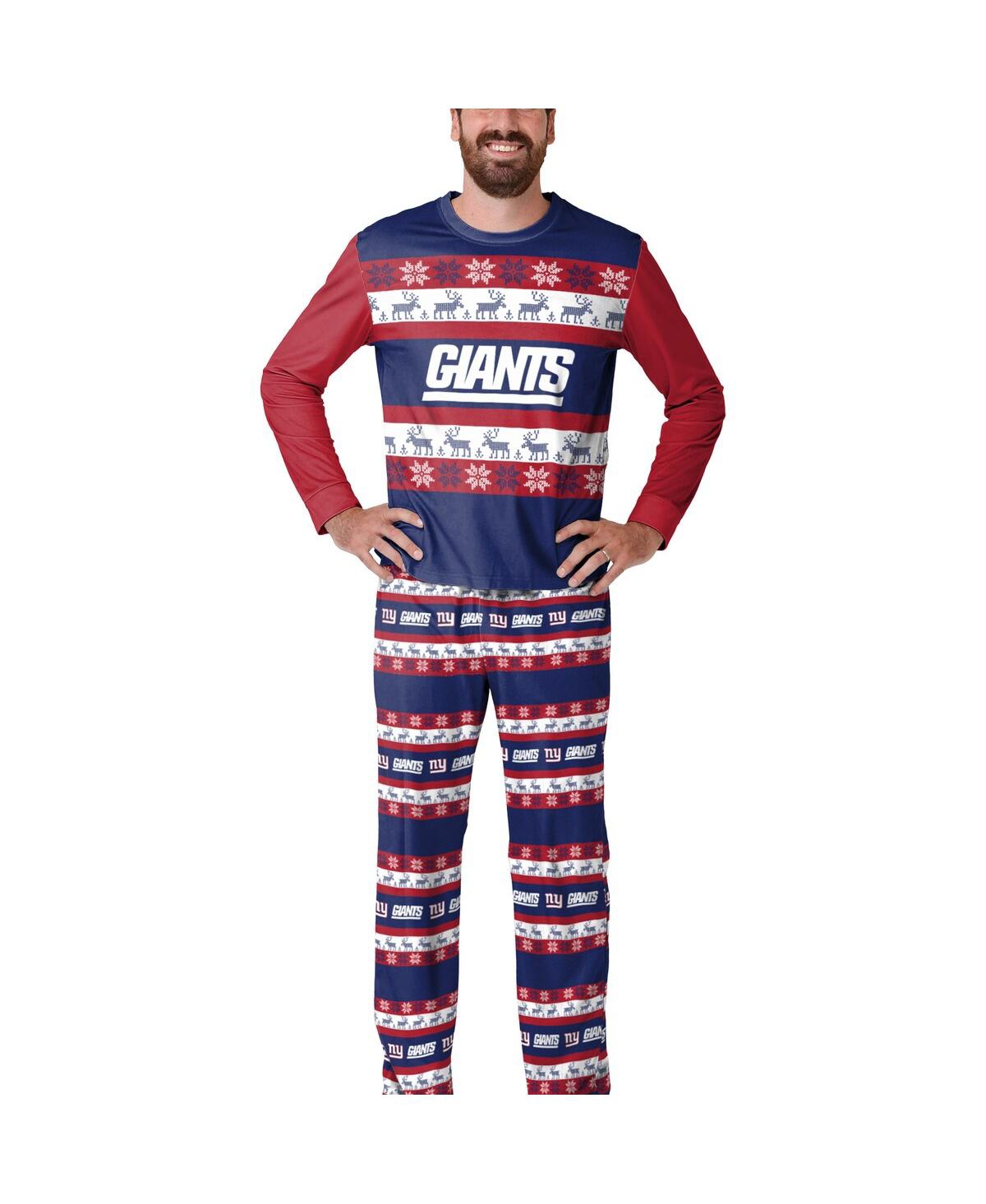 Foco Men's  Navy New York Giants Team Ugly Pajama Set