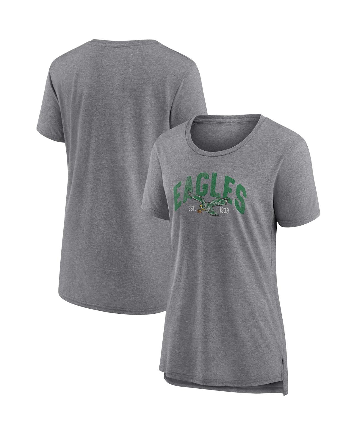 Fanatics Women's  Heathered Gray Philadelphia Eagles Drop Back Modern T-shirt