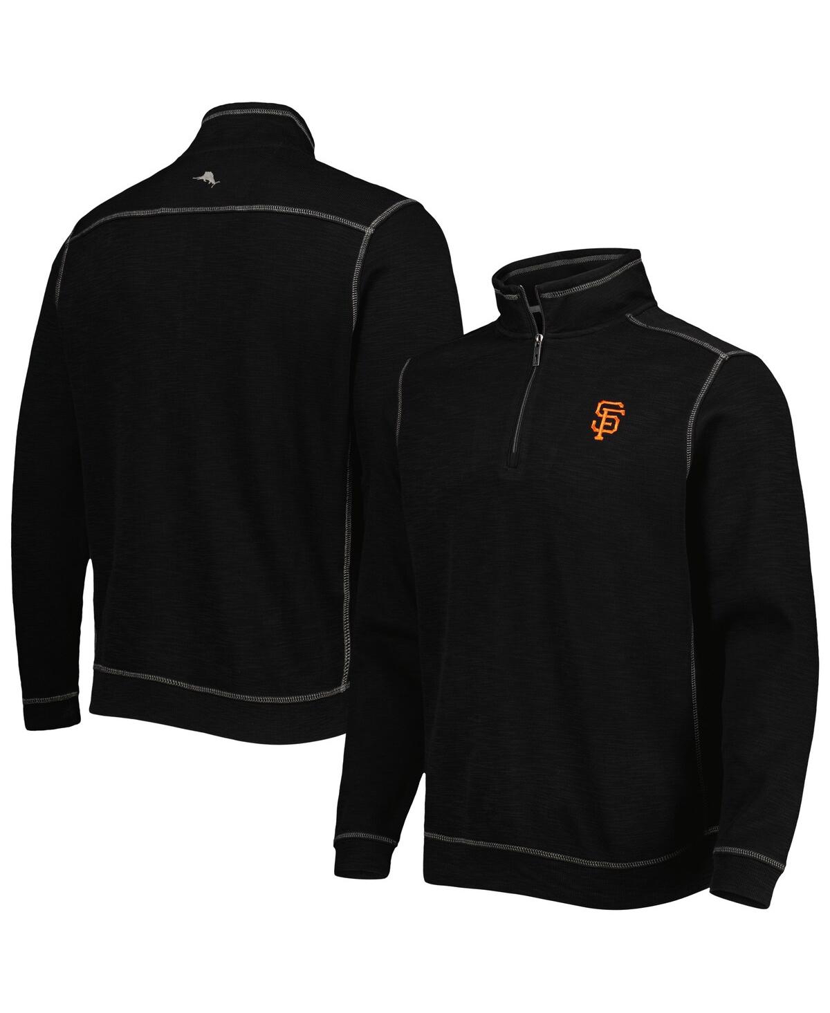 Men's Tommy BahamaSan Francisco Giants Tobago Bay Tri-Blend Quarter-Zip Sweatshirt - Black