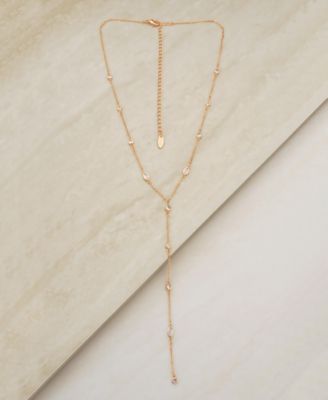 18K Gold Plated Dainty Crystal Lariat Necklace
