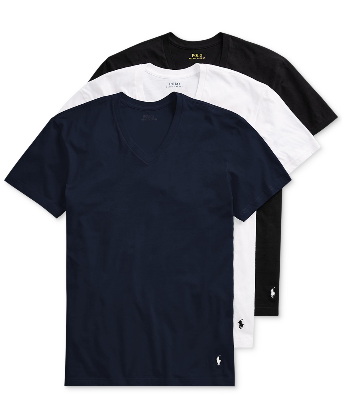 Polo Ralph Lauren Men's V-neck Classic Undershirt 3-pack In Cruise Navy,white,black