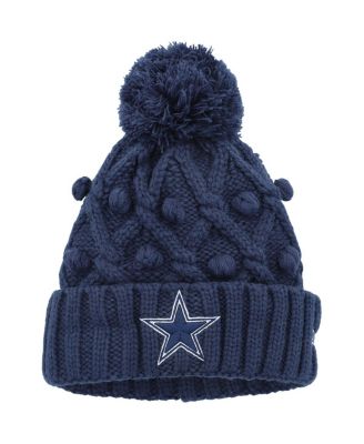 Big Girls Navy Dallas Cowboys Toasty Cuffed Knit Hat with Pom
