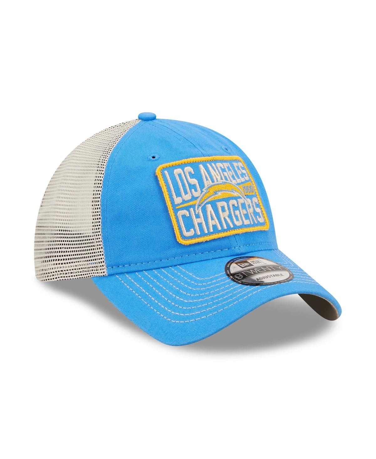New Era Men's  Powder Blue, Natural Los Angeles Chargers Devoted Trucker 9twenty Snapback Hat In Powder Blue,natural