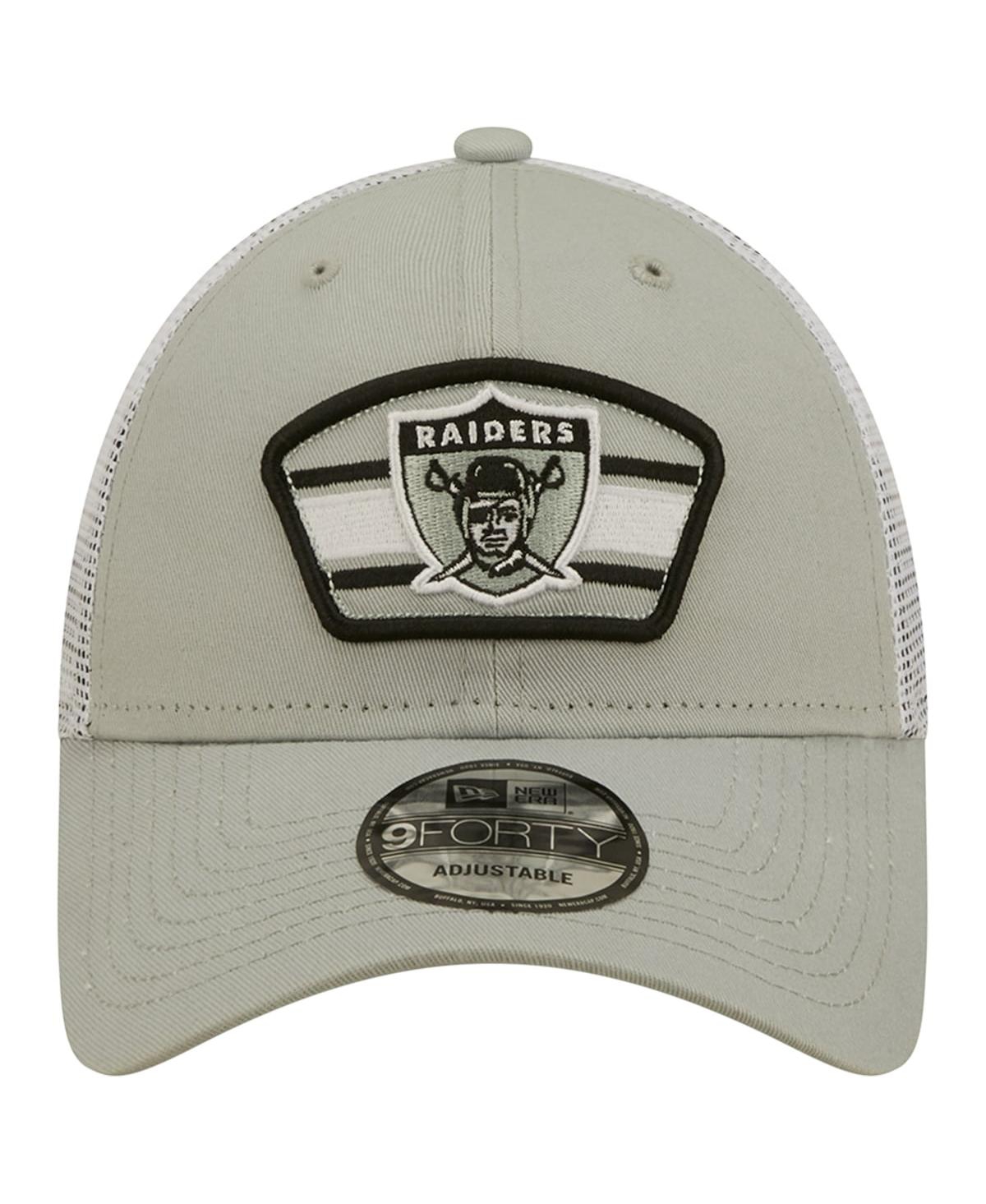 Men's New Era White Las Vegas Raiders Logo Patch Trucker 9Forty Snapback Hat - White
