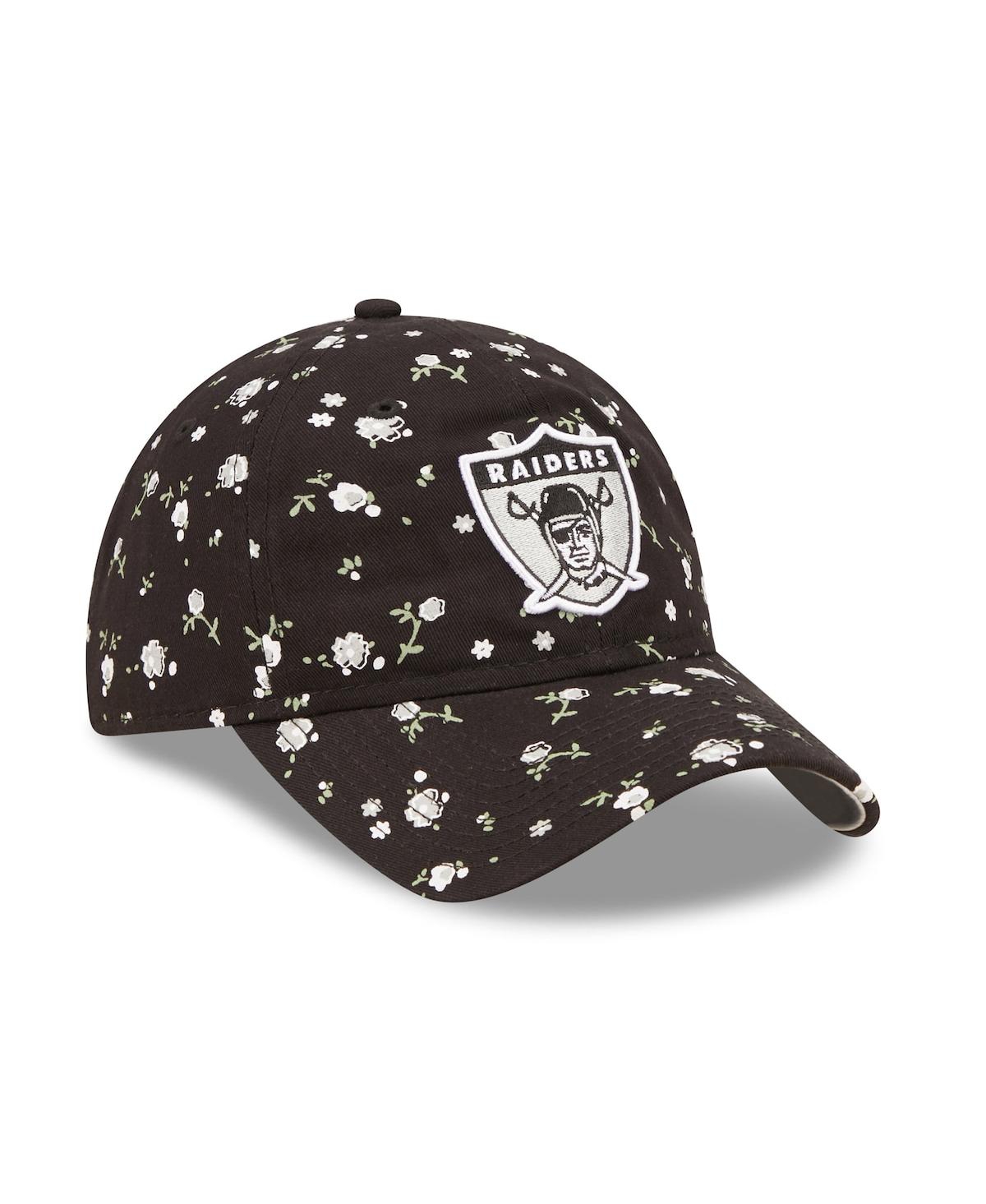 Women's New EraLas Vegas Raiders Floral 9Twenty Adjustable Hat - Black