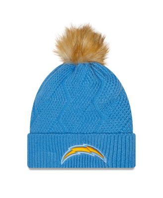Women's Powder Blue Los Angeles Chargers Snowy Cuffed Knit Hat with Pom