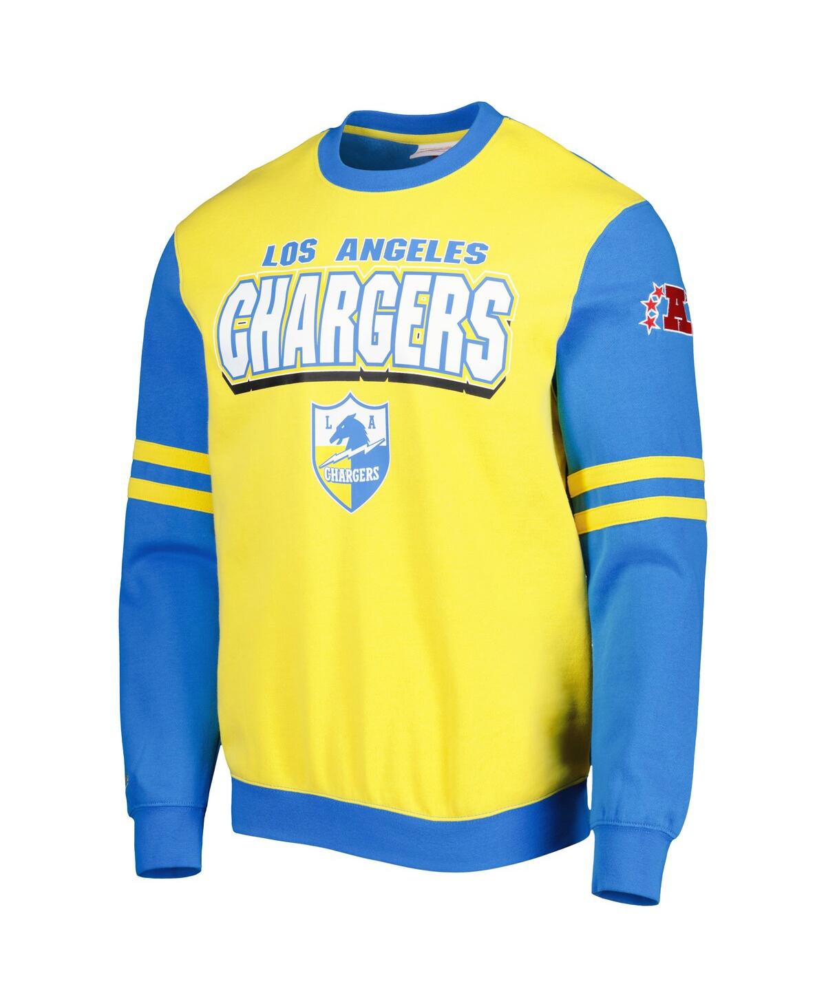 Shop Mitchell & Ness Men's  Gold Los Angeles Chargers All Over 2.0 Pullover Sweatshirt