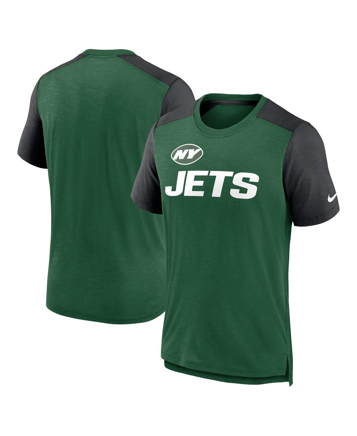 Men's Nike Heathered Black New York Jets Color Block Team Name T-shirt - Heathered Black