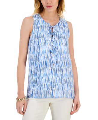 I.N.C. International Concepts® Women's Lace-Up Sleeveless Top, Created ...