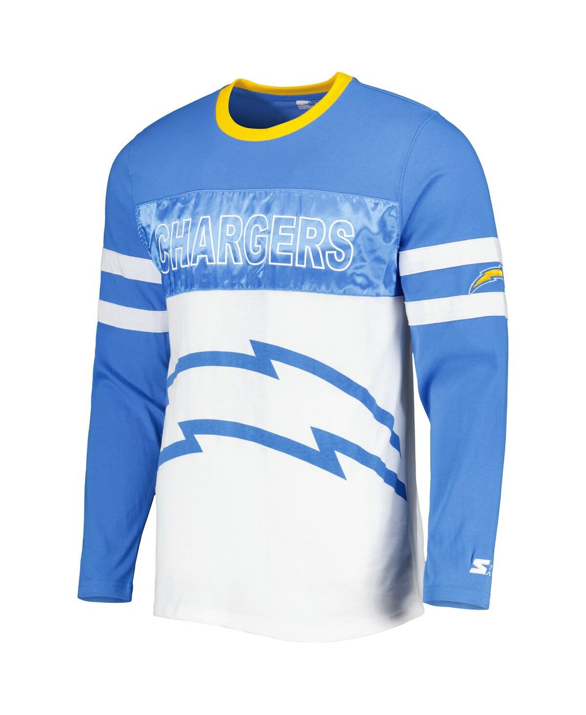 Shop Starter Men's  Powder Blue, White Los Angeles Chargers Halftime Long Sleeve T-shirt In Powder Blue,white