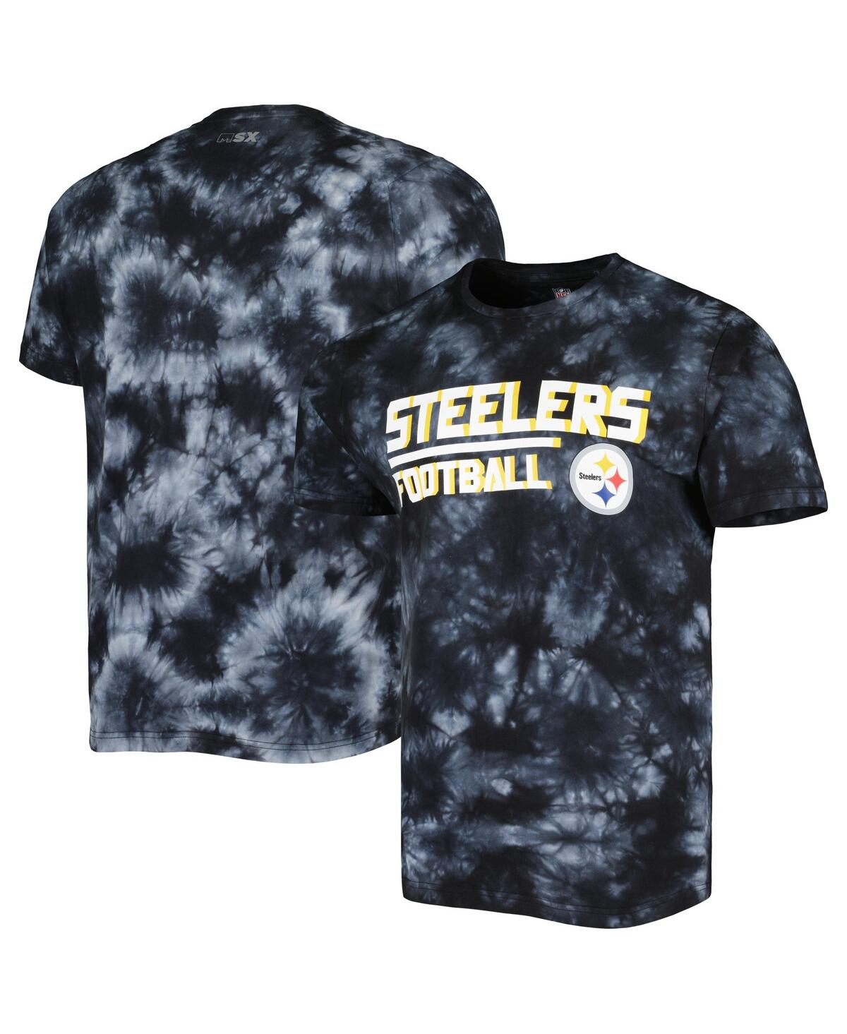 Msx By Michael Strahan Men's  Black Pittsburgh Steelers Recovery Tie-dye T-shirt
