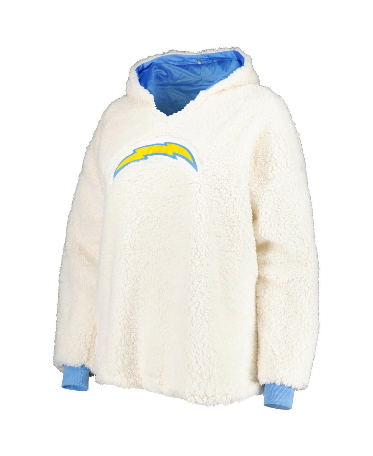 Shop Foco Women's  Powder Blue, White Los Angeles Chargers Repeat Print Reversible Hoodeez In Powder Blue,white