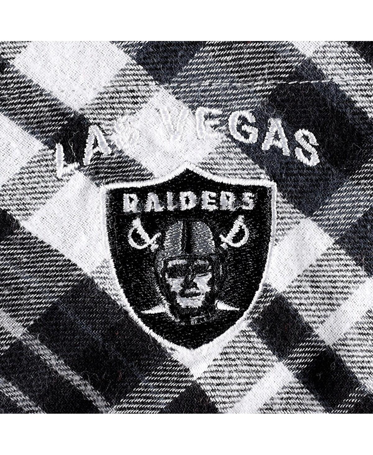 Shop Concepts Sport Women's  Black, Silver Las Vegas Raiders Mainstay Flannel Full-button Long Sleeve Nigh In Black,silver