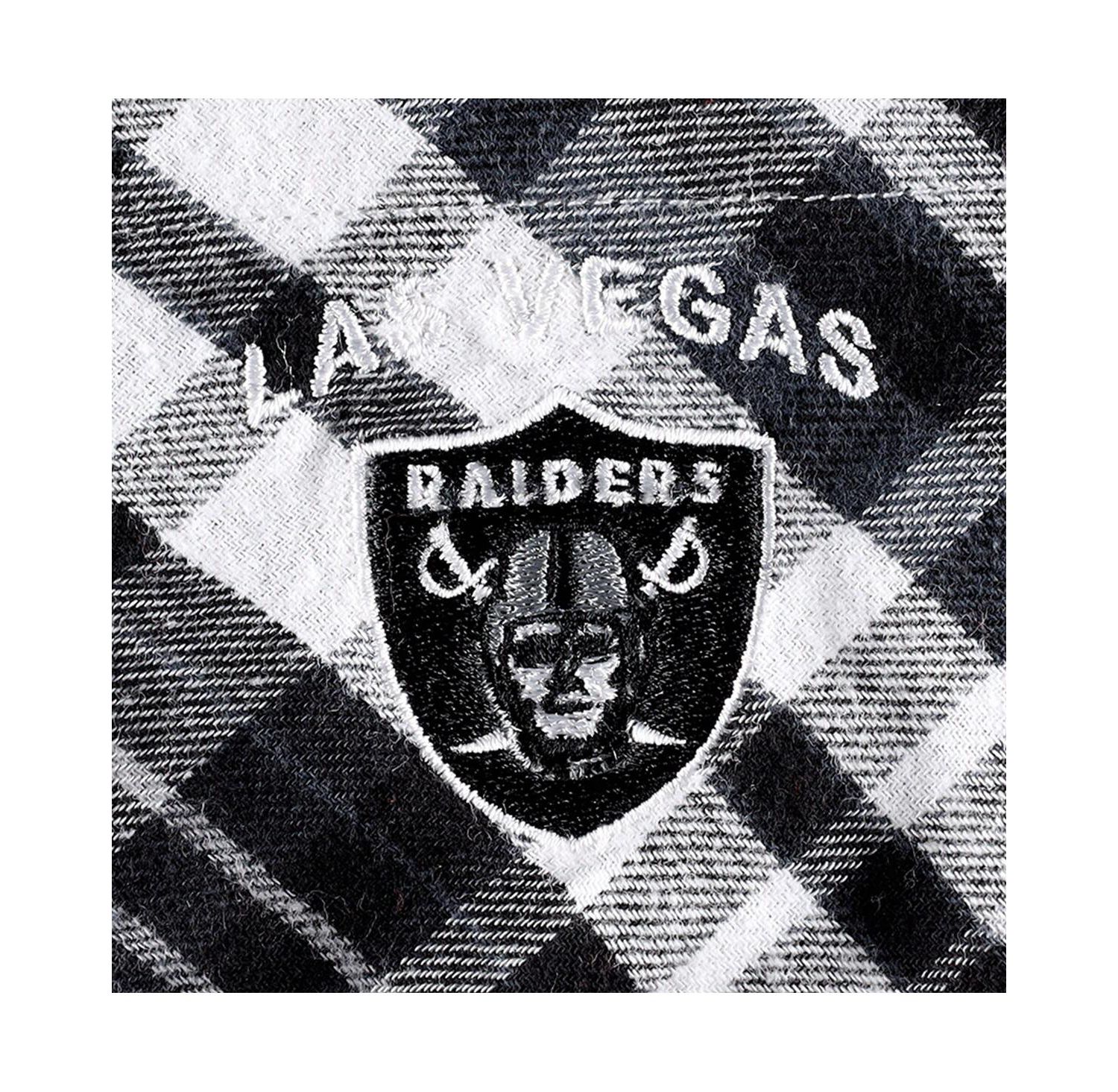 Women's Black, Silver Las Vegas Raiders Mainstay Flannel Full-Button Long Sleeve Nightshirt