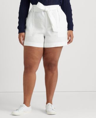 Lauren Ralph Lauren Plus Size High-Rise Linen Shorts Macy's