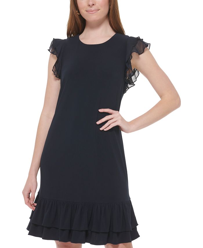 Tiered Ruffle Hem Dress Ruffle Hem Dress Dress Ruffle Bottom Ruffle Hem  White Dress With