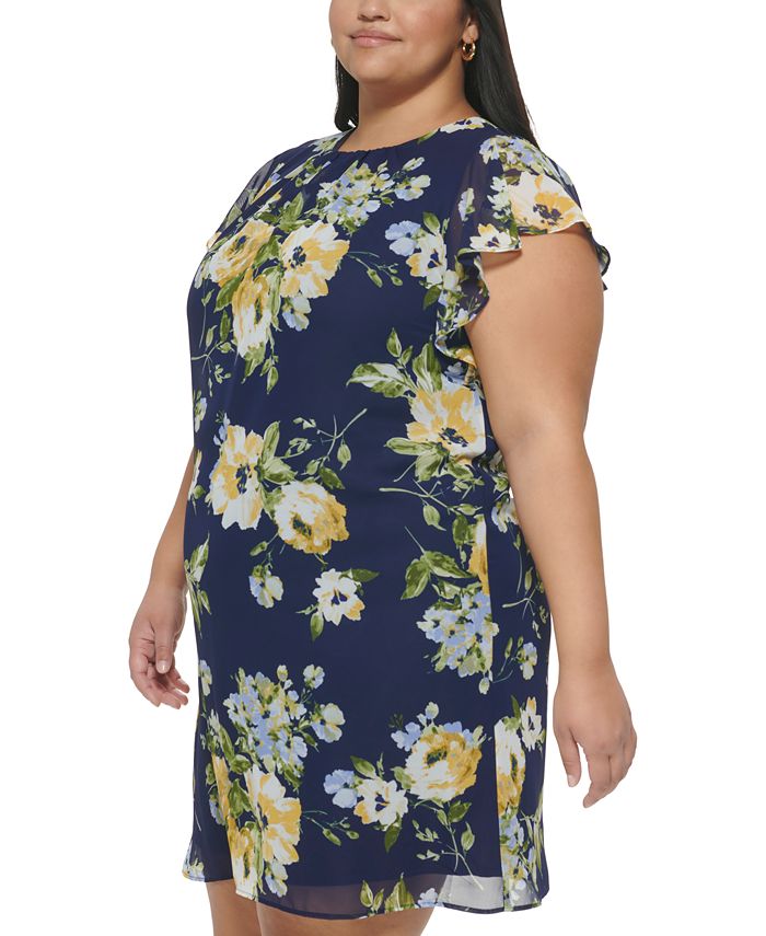 Jessica Howard Plus Size Floral Print Flutter Sleeve Dress Macys 