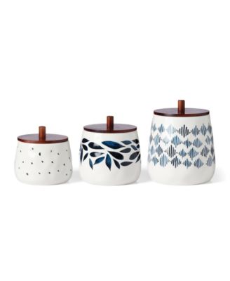 Blue Bay 3-Piece Kitchen Canister Set with Wood Lid