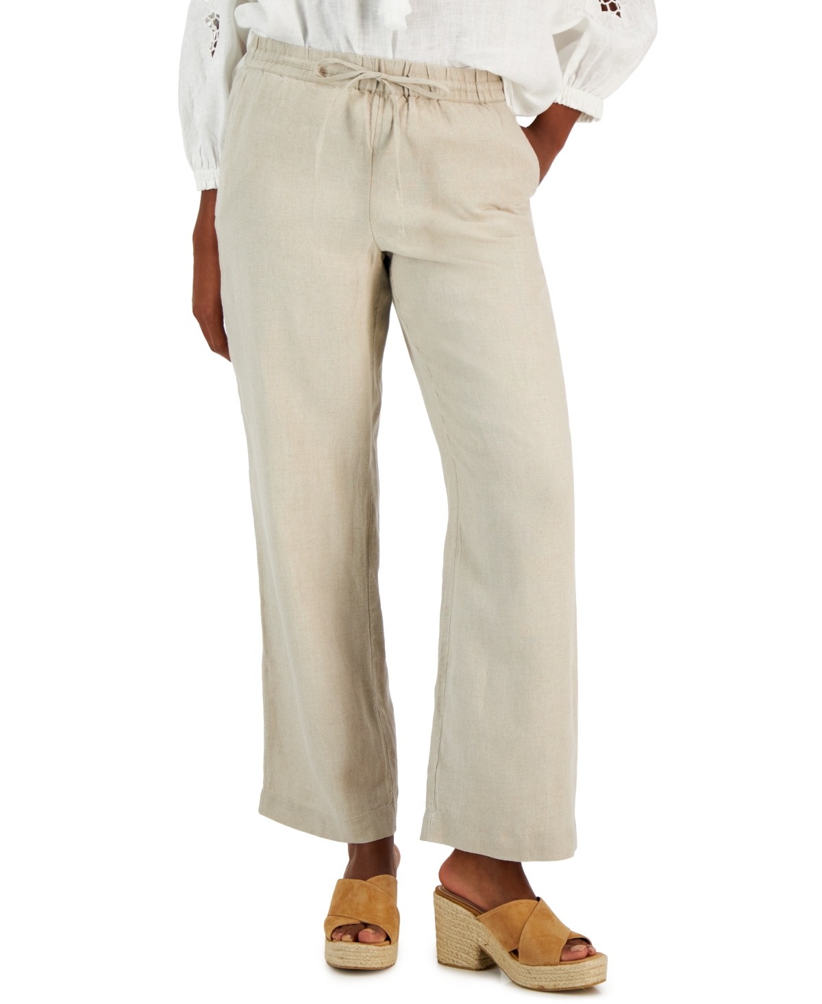 Charter Club Women's Linen Drawstring-Waist Pants, Created for Macy's